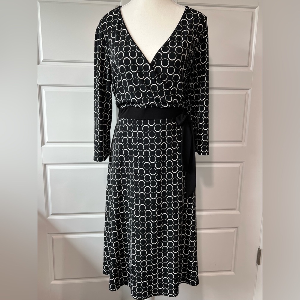 Apt 9 Chic Circleโ Print Wrap Dress with Tie Belt Versatile Style Size Large